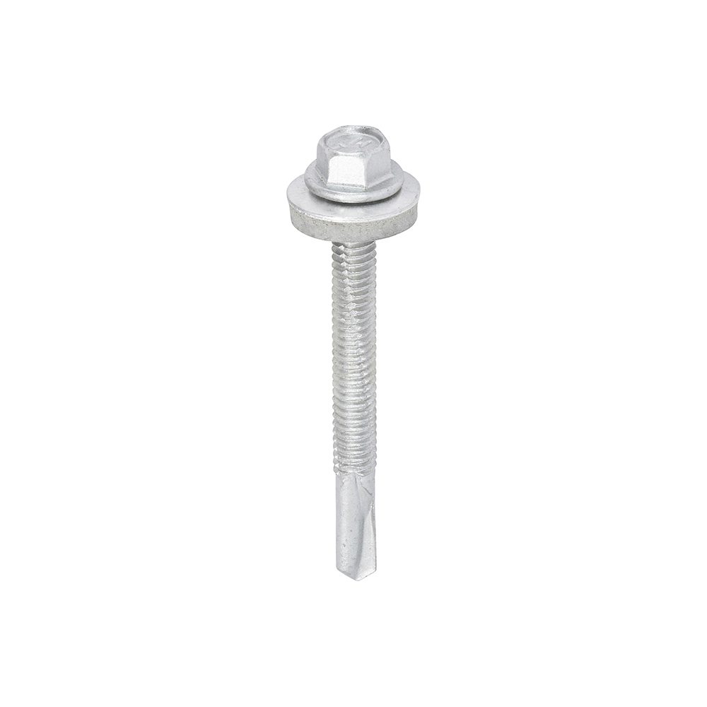 Metal Construction Heavy Section Screws - Hex - EPDM Washer - Self-Drilling - Exterior - Silver Organic