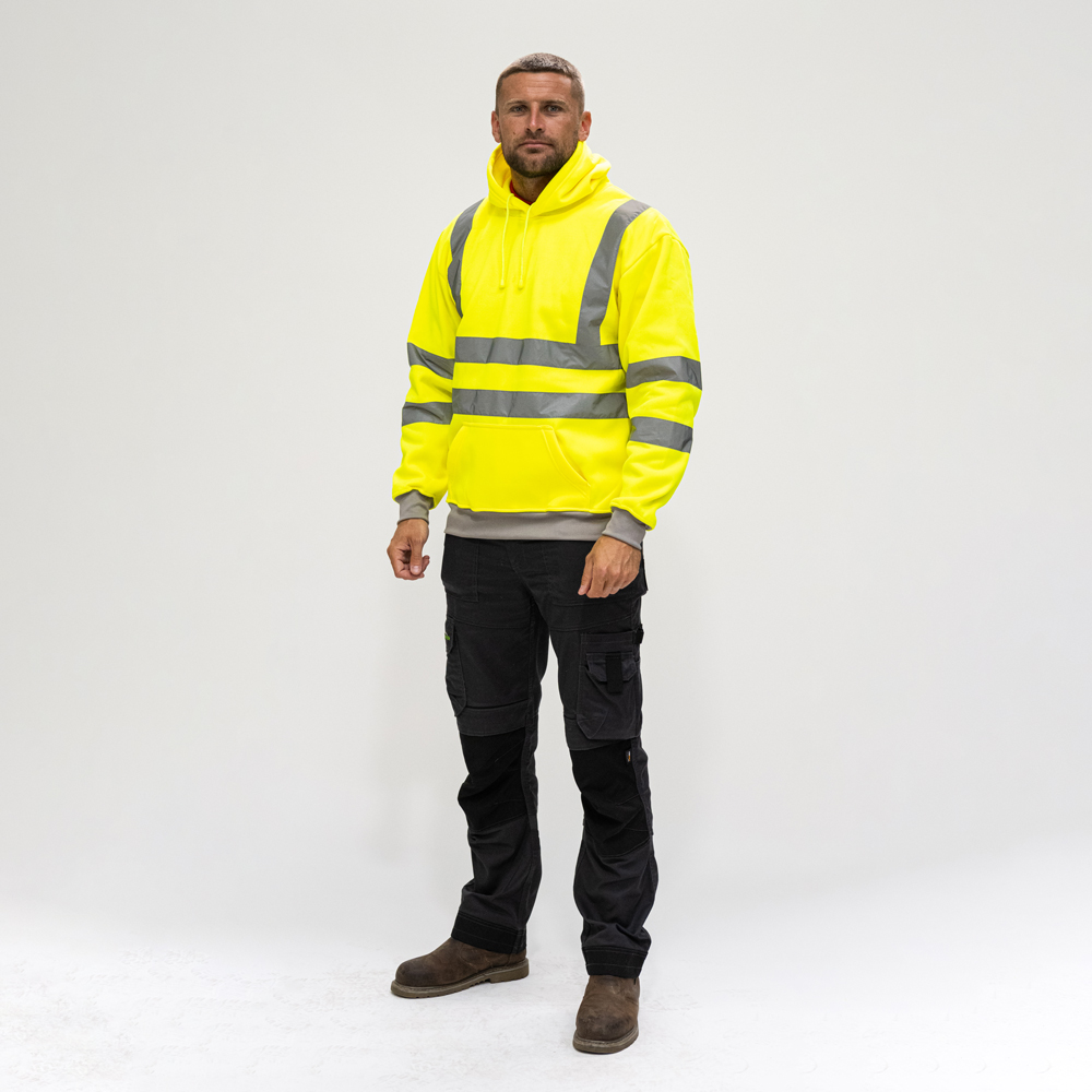 Hi-Visibility Sweatshirt with Hood - Yellow