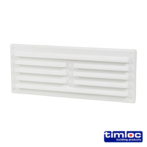 Timloc Internal Plastic Louvre Grille Vent with Flyscreen - White - 1207WF