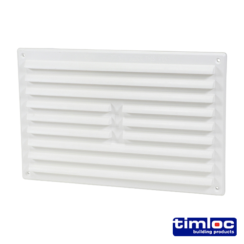 Timloc Internal Plastic Louvre Grille Vent with Flyscreen - White - 1211WF