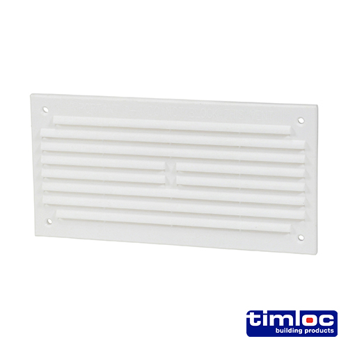 Timloc Internal Plastic Louvre Mini Grille Vent with Flyscreen - White - 1218WF