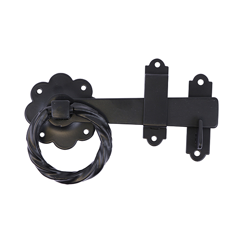 Ring Gate Latch - Twisted - Black