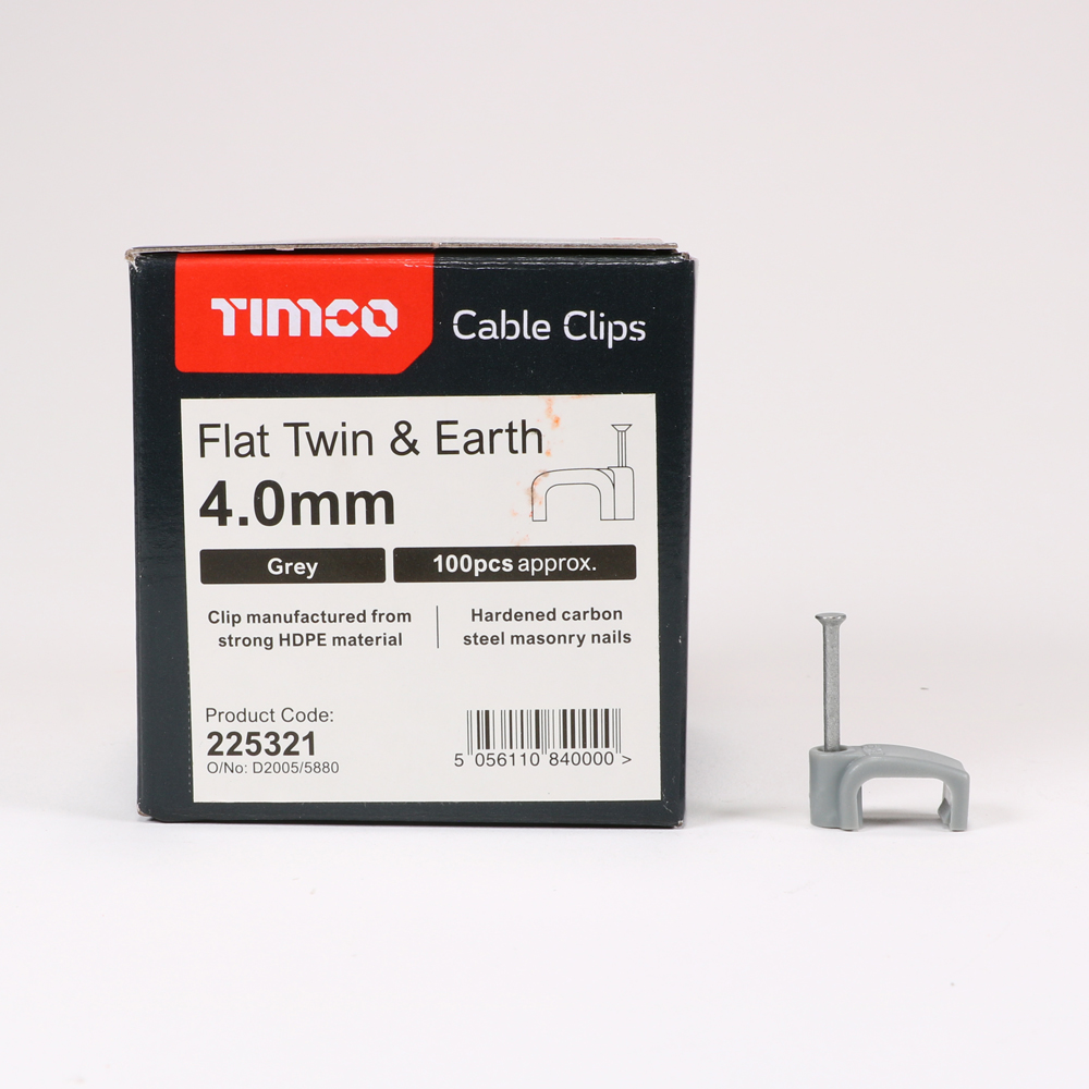 TIMCO Flat Twin & Earth Cable Clips Grey