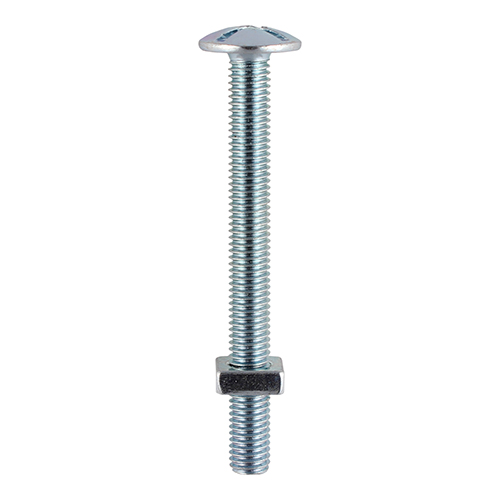 A2 Stainless Steel Slotted Roofing Bolts With Square Nuts & Washers - Machine Screw Mushroom Head Style