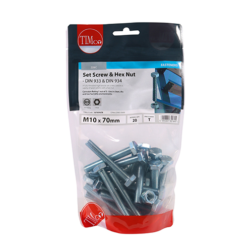 TIMCO Set Screws & Hex Nuts Grade 8.8 Zinc