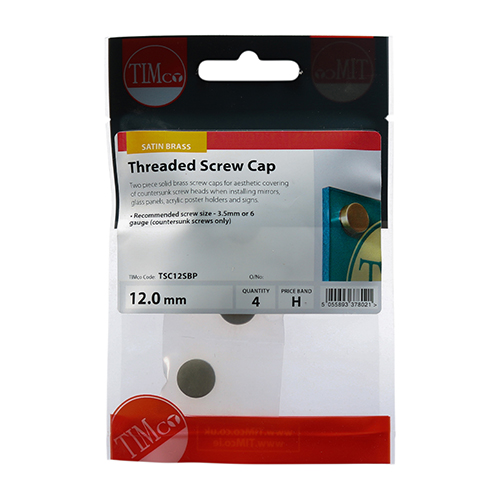 Timco Threaded Screw Caps Solid Brass Satin