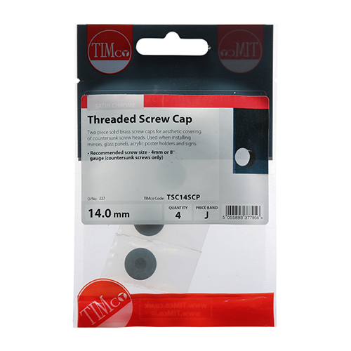 Timco Threaded Screw Caps Solid Brass Satin Chrome