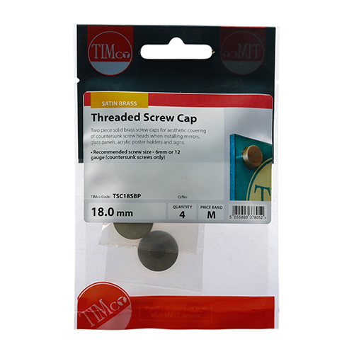 Timco Threaded Screw Caps Solid Brass Satin